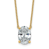 14k 4 carat Lab Grown Diamond VS+ F+ Oval Complete Four Prong 18 inch Pendant Necklace